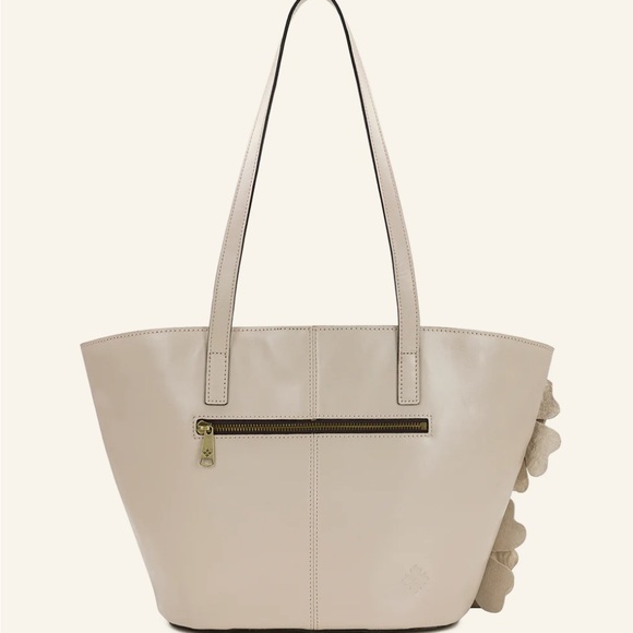 Patricia Nash Marconia Leather Tote Floral Applique HandBag Tassel Chalk White - Picture 3 of 12